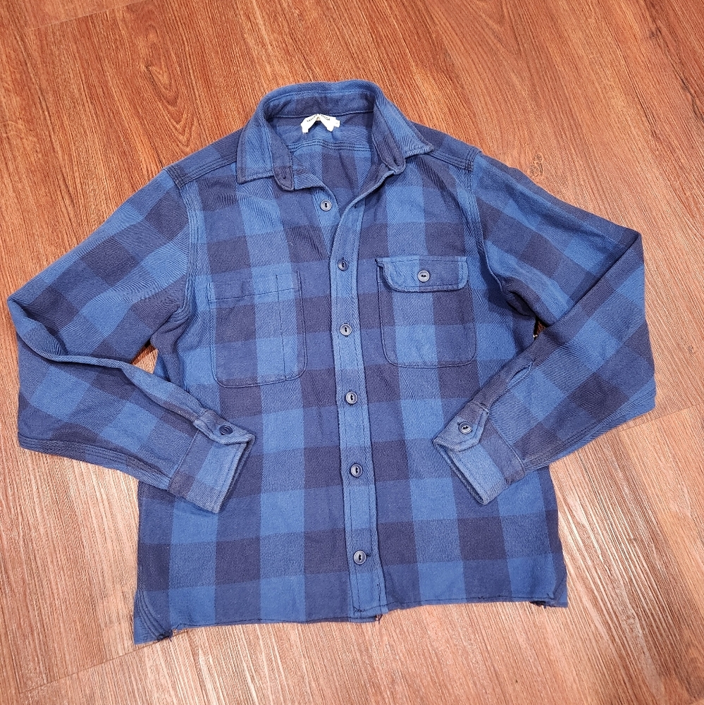 Taylor Stitch Utlility Plaid Flannel Royal Navy Button Down